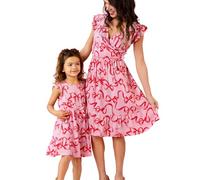 PatPat Ensemble de Robes pour mère et Fille : Robe à Pois avec Manches flottantes pour Une Tenue Parfaite en Famille, Robes pour bébé - Filles/Femmes, 3-4 Ans