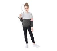 PatPat Ensemble Fille 2 Pièces Sweatshirt + Leggings | Survêtement Fille, Jogging Enfant, Tenue Sport et Décontractée, Ensemble de Vêtements Mode Automne Hiver, Gris 8-9 Ans 128-134 CM