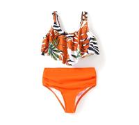 PatPat Family Outfit Bikini Set, Deux pièces Hawai Tropical Bikini de Plage & Caleçon de Bain,Maillot de Bain Maman & Enfant Slip de Bikini, Maillot de Bain pour Fille 3-4 Ans