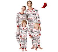 PatPat Pyjama de Noël de la Famille, Ensembles Assortis d’imprimés de Rennes et de Flocons de Neige, Ensemble de Pyjamas pour Couples et Enfants pour Noël