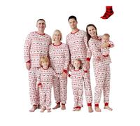 PatPat Pyjama de Noël de la Famille, Ensembles Assortis d’imprimés de Rennes et de Flocons de Neige, Ensemble de Pyjamas pour Couples et Enfants pour Noël