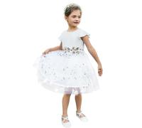 PatPat Robe Fille Princesse en Tulle avec Broderies Florales, Robe Tutu sans Manches pour Mariage, Cérémonie, Soirée, Bapteme, Cocktail, Fête d'Eté pour Enfant 2-10 Ans