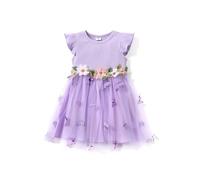 PatPat Robe Fille Princesse en Tulle avec Broderies Florales, Robe Tutu sans Manches pour Mariage, Cérémonie, Soirée, Bapteme, Cocktail, Fête d'Eté pour Enfant 2-10 Ans