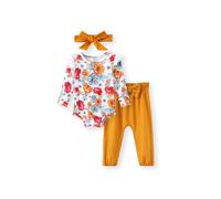 PatPat Vêtements Bébé Fille 95%coton, Ensembles Manches à Volants + Short Coccinelle + Bandeau, lot de 3 Set, 4 Couleurs Disponibles, Kit Naissance Bébé 0-18 Mois parfait pour l’été
