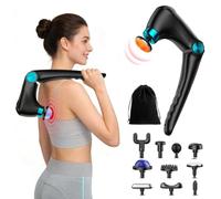 patpaw Pistolet de massage pliable pour tissus profonds - Thérapie par la chaleur et le froid, 9 vitesses et 10 accessoires pour le dos, les épaules, les jambes, kit de récupération musculaire