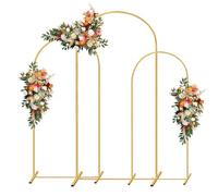PATPROPS Support en métal pour Arche de Mariage, 3 pièces, Support pour Toile de Fond dorée pour cérémonie de Mariage, fête de Mariage, fête d'anniversaire, décoration d'arche de Ballons (doré)