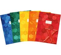 Patq-20243 Lot De 5 Protège-Cahiers A4 En Carton Assorti, Avec Champ D'inscription, En Papier Solide Et Extra Résistant, Protège-Cahiers Avec Motif Hexagonal, Pour Cahiers Scolaires, Colorées