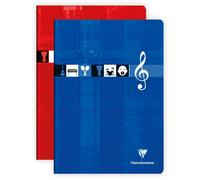 Patq-3117c Un Cahier Agrafé De Musique Et Chants - A4 21x29,7 Cm - 48 Pages Grands Carreaux Et Portées Avec Lignes - Papier Blanc 90 G - Couverture Carte Pelliculée - Couleur Aléatoire