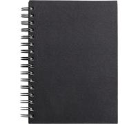 Patq-34256c Carnet Spiralé Goldline - 64 Feuilles Papier Dessin Blanc - A5 14,8x21 Cm 140g - Format Portrait - Couverture Rigide Noire Imitation Toile