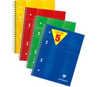 Patq-8570c Lot De 5 Cahiers ¿¿ Spirale Studium - A5+ 16x21 Cm - 160 Pages D¿¿Tachables Perfor¿¿Es 6 Trous Unies Blanches - Papier Blanc 90 G - Couverture Carte Pellicul¿¿E Couleurs Al¿¿Atoires