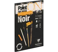 Patq-975169c Bloc Collé Painton Multi-Techniques - 20 Feuilles Papier Dessin Multi-Techniques Au Grain Légèrement Rugeux - Noir - A4 21x29,7 Cm 250g