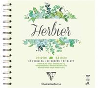 Patq-975178c Cahier Spiralé Herbier - 32 Feuilles Papier Dessin Blanc Et Intercalaires Souples - 21x21 Cm 180g - Idéal Pour Conserver Feuilles, Fleurs Et Plantes Séchées