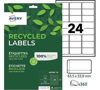 Patq-Avery - 360 Étiquettes Autocollantes Blanches Personnalisables - 100% Recyclées - Format 63,5 X 33,9 Mm - Impression Laser Et Jet D'encre