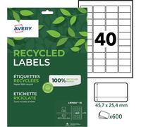 Patq-Avery - 600 Étiquettes Autocollantes Blanches Personnalisables - 100% Recyclées - Format 45,7 X 25,4 Mm - Impression Laser Et Jet D'encre
