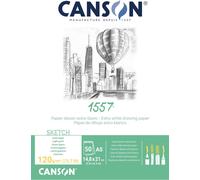 Patq-Canson 1557 - Bloc 50 Feuilles De Papier Croquis Blanc A5 - 120g/M2, 14,8 X 21 Cm - A5