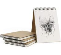 Patq-Carnet Dessin A5, 4pcs Cahier Reliure Spirale Avec Couverture Rigide Croquis Papier Materiel Avce Pages Blanches Convient À Crayon Stylo Aquarelle D'art, 160gsm 60 Pages