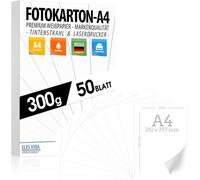 PATQ-Cartone artigianale 300g / m² - 50 Feuilles CARTA PREMIUM bianco puro - DIN A4-21 x 29,7 cm - carta per stampante bianca non stampata per fotografia, presentazioni, artigianato, scrapbooking