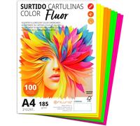 Patq-Cartons Colorés A4 Ofituria - Feuilles Pour Loisirs Créatifs, Éducation, Maison, Art Ou Bureau - 100 Feuilles, Assortiment Tons Fluor