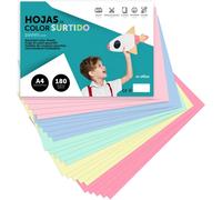 Patq-Cartulina De Colores, Cartulina A4 Colores Surtidos Pastel, Folios De Colores 180gr Para Manualidades, Imprimir Documentos Y Diseños Creativos, Folios De Colores A4 · (X250 Surtido Pastel)