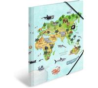 Patq-Classeur A3, Carte Du Monde, À Élastiques En Carton, Avec Motif De Maternelle, Élastique, Rabat Intérieur Et Impression Intérieure, Pour Garçons, Filles Et Enfants