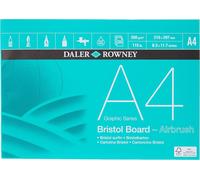 Patq-Daler-Rowney Graphic Series Bloc De Papier Bristol À Surface Lisse 250 G/M² A4 Collé 1 Face, Sans Acide, 20 Feuilles Blanches, Idéal Pour Les Artistes Professionnels Et Les Étudiants