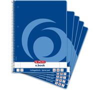 Patq-Herlitz Bloc 306423 College Format A4 80 Feuilles Marge À Droite Et À Gauche, Lot De 5 Ligné