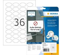 Patq-Herma 4380 Étiquettes Movables/Amovibles 40,6 X 25,4 Ovale A4 Blanc