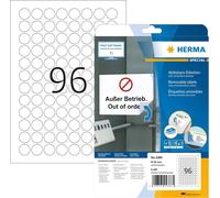 Patq-Herma 4386 Étiquettes Movables/Amovibles Diamètre 20 A4 2400 Pièces Blanc