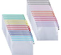 Patq-Ipow 30 Pcs A6 Pochette À Document/Sac De Fichier En Plastique Pvc Zip,Organiser Papiers Ou Petits Objets Divers Des Fournitures,Cosmétiques Et Accessoires De Voyage Etc - Multicolore