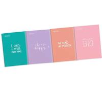 Patq-- Lot 4 Cahiers A4 Grille, Notebook Messages, 4 Perforations Pour Le Classement, 80 Pages De 90 G/M², Cahiers À Couverture Rigide, Petits Carreaux, Fournitures Scolaires