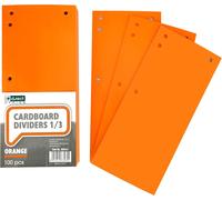 Patq-- Lot De 100 Intercalaires En Carton, Bandes De Séparation En Papier, 1/3 Feuille A4, 11x24cm, 160g, Pour Une Séparation Parfaite Des Classeurs, Bandes De Séparation, Couleur Orange 009447