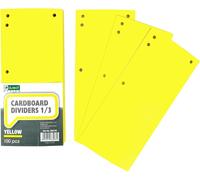 Patq-- Lot De 100 Intercalaires En Carton, Bandes De Séparation En Papier, 1/3 Feuille A4, 11x24cm, 160g, Pour Une Séparation Parfaite Des Classeurs, Bandes De Séparation, Couleur Jaune 009448