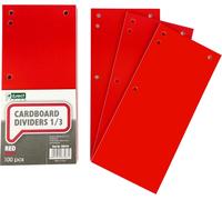Patq-- Lot De 100 Intercalaires En Carton, Bandes De Séparation En Papier, 1/3 Feuille A4, 11x24cm, 160g, Pour Une Séparation Parfaite Des Classeurs, Bandes De Séparation, Couleur Rouge 009445