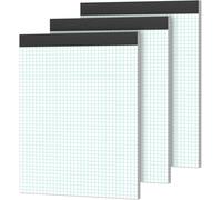 Patq-Lot De 3 Blocs-Notes À Carreaux A4 - Papier Millimétré - 21,6 X 30 Cm - Bloc-Notes Graphique - 4 X 4 - À Carreaux - 70 G/M² - Pour L'école, Le Papier, Le Bureau - 30 Feuilles/Bloc