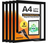 Patq-Lot De 5 Cadres D'affichage, Magnétiques, A4, Auto-Adhésifs, Porte-Papier, Pour Licences, Photos, Documents, Noirs