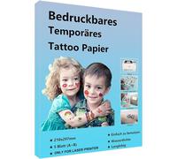 Patq-Lot De 5 Feuilles De Papier De Tatouage Temporaire Imprimable Format A4 Pour Imprimante À Jet D'encre Et Laser, Feuille De Transfert D'image Pour La Peau