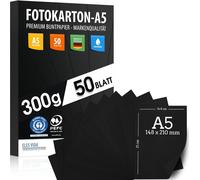 Patq-Lot De 50 Feuilles De Carton De Bricolage 300 G/M² \U2013 Papier De Qualité Supérieure Profond \U2013 Format A5 \U2013 Papier D'impression Noir Non Imprimé Pour Photographie, Présentations, Bric