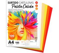 Patq-Ofituria Cartons Colorés A4 Pour Loisirs Créatifs, Éducation, Maison, Art Ou Bureau - Tons Chauds (100 Feuilles, Assortiment Chaud)