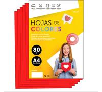 PATQ-Papier A4 Couleur - Feuilles A4 80g Pour Imprimante Jet d'Encre et Laser, Ramette Papier Pour Loisirs Cr¿¿atifs, Bricolage et D¿¿coration M-office (100 feuilles, Rouge)