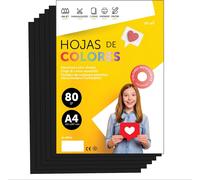 PATQ-Papier A4 Couleur - Feuilles A4 80g Pour Imprimante Jet d'Encre et Laser, Ramette Papier Pour Loisirs Créatifs, Bricolage et Décoration M-office (100 feuilles, Noir)