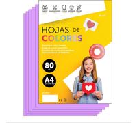 PATQ-Papier A4 Couleur - Feuilles A4 80g Pour Imprimante Jet d'Encre et Laser, Ramette Papier Pour Loisirs Cr¿¿atifs, Bricolage et D¿¿coration M-office (100 feuilles, Lila)