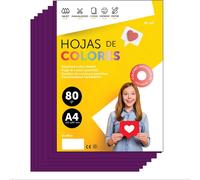 PATQ-Papier A4 Couleur - Feuilles A4 80g Pour Imprimante Jet d'Encre et Laser, Ramette Papier Pour Loisirs Créatifs, Bricolage et Décoration M-office (100 feuilles, Violet)