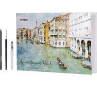 Patq-Papier Aquarelle A3 300g - 20 Feuilles Bloc Aquarelle Incl. Water Tank Brush, 2 Pinceaux & Crayon - Papier Tampon De Peinture Pour La Peinture De Dessin À L`Aquarelle