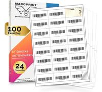 PATQ-Papier Autocollant Imprimante A4 (64,6 x 33,8 mm) Feuille Autocollante Imprimante A4 Etiquettes Autocollantes A4 Feuille Autocollante Imprimable (100 Feuilles, 24 Étiquettes/Feuille)