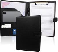 Patq-Porte Bloc A4 Avec Pince - Porte Bloc Notes Porte Documents A4 En Cuir - Conférence Porte, Planificateur, Lettres,Cv Et Mémos Pour La Maison Et Le Bureau (Noir.)