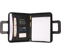 Patq-Porte Document D¿Affaires En Cuir Pu Noir - Conférencier A4 À Fermeture Éclair Avec Carnet De Notes Et Calculatrice - Organisateur Pour Documents Au Format A4 Et Plus Petits