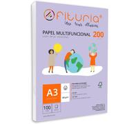 PATQ-Ramette de papier A3 200g avec 100 feuilles blanches, papier multifonctionnel pour un usage scolaire et professionnel. Idéal pour imprimantes laser, à jet d`encre ou photocopieuses \u2013 Ofitur