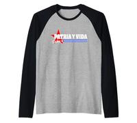 Patria Y Vida Cuba SOS Cuban Flag Free Cuba Libre Manche Raglan