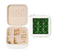 Patrick Clover Petite boîte à bijoux en cuir synthétique avec feuilles vertes pour femmes et filles - Étui de rangement pour bagues, boucles d'oreilles, colliers et bracelets