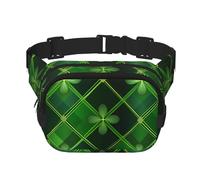 Patrick Clover Sac banane double couche avec feuilles vertes pour homme et femme, sac banane réglable pour voyage, randonnée, course à pied, cyclisme, festival